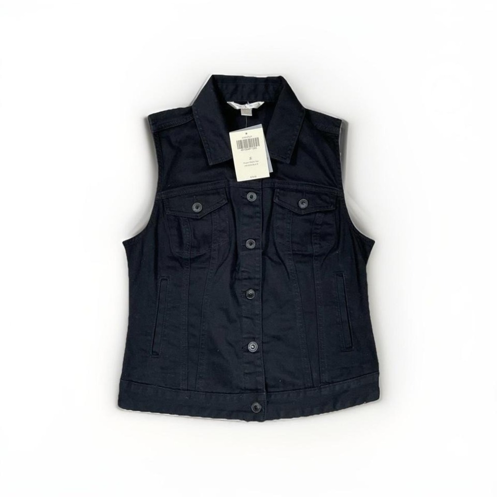 Boston Proper Proper Black Denim Vest Size S Small NWT‎